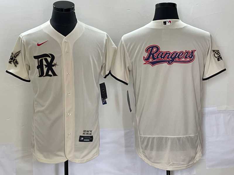 Mens Texas Rangers Cream Team Big Logo 2023 City Connect Flex Base Stitched Baseball Jersey->texas rangers->MLB Jersey